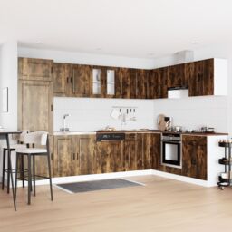 "Berkfield Home Sink Base Cabinet¬†""Porto"" with Sink Smoked Oak 80x46x84, 5 cm¬†Engineered Wood in Brown" - thumbnail 1