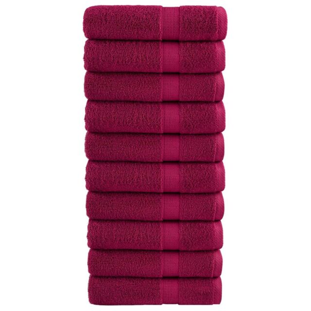 Berkfield Home Premium Bath Towels SOLUND 10pcs Bordeaux 100x150cm 600gsm in Red - image 1