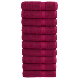 Berkfield Home Premium Bath Towels SOLUND 10pcs Bordeaux 100x150cm 600gsm in Red