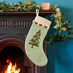 Paper High Felt Christmas Stocking in Light Green - thumbnail 1