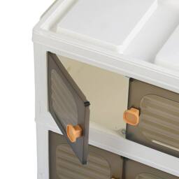 Kelvenix 5 floors Stackable Foldable Plastic Storage Cabinet with Wheels in Brown - Size: 0.6m2 - thumbnail 3