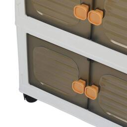 Kelvenix 5 floors Stackable Foldable Plastic Storage Cabinet with Wheels in Brown - Size: 0.6m2 - thumbnail 5