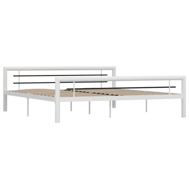Berkfield Home Bed Frame White & Black Metal 180x200 cm Super King - image 1