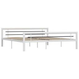 Berkfield Home Bed Frame White & Black Metal 180x200 cm Super King - thumbnail 1