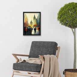 Artery8 Autumn On Wall Street New York City Painting Artwork Framed Wall Art Print A4 in Black - thumbnail 2