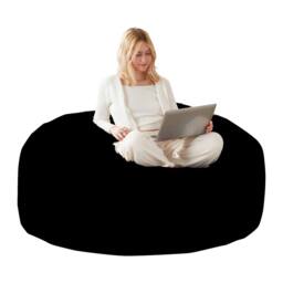 Direct Wicker Large 6-Foot Bean Bag Sofa Chair, Soft Reading Lounger for Adults in Black - Size: 1 Pack