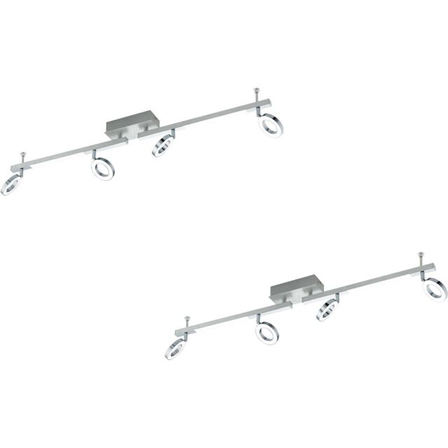 Loops 2 PACK Wall 6 Spot Light Aluminium Chrome Shade Satined Plastic LED 3.2W 2x3.3W - image 1