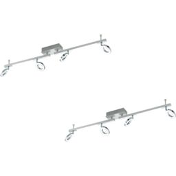 Loops 2 PACK Wall 6 Spot Light Aluminium Chrome Shade Satined Plastic LED 3.2W 2x3.3W - thumbnail 1