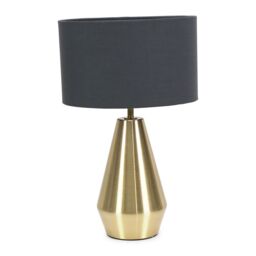 ValueLights Jax Antique Brass Dimmable Touch Table Lamp with Fabric Drum Shade with LED Bulb in Charcoal - thumbnail 2