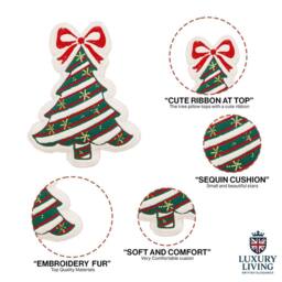 Luxury Living Christmas Tree Cushion - Festive Embroidered Soft Filled Decor Pillow - Size: 50 cm x 35 cm - thumbnail 3