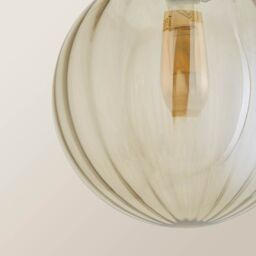 ValueLights Chessy Ribbed Glass Globe Easy Fit Lamp Shade in Gold - thumbnail 4