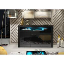 Creative Furniture Aether Sideboard 155cm - Black with Gloss Doors & LED Lights - thumbnail 2