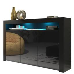 Creative Furniture Aether Sideboard 155cm - Black with Gloss Doors & LED Lights - thumbnail 7