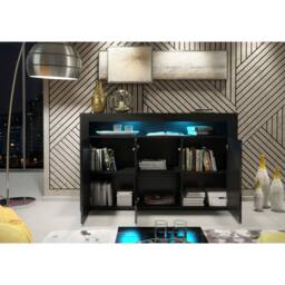 Creative Furniture Aether Sideboard 155cm - Black with Gloss Doors & LED Lights - thumbnail 3