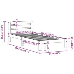 Berkfield Home Decorative Bed Frame without Mattress 90x200 cm Solid Wood Pine in Light Brown - thumbnail 9