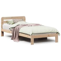 Berkfield Home Decorative Bed Frame without Mattress 90x200 cm Solid Wood Pine in Light Brown - thumbnail 3