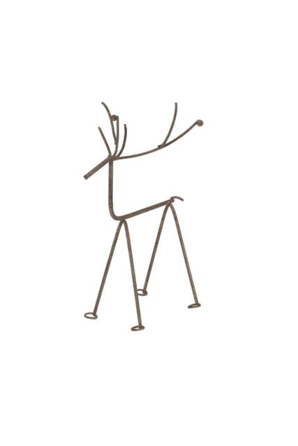 KDMD Rustic Metal Reindeer Sculpture on Stand - Woodland Decor Accent in Light Brown - image 1