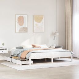 Berkfield Home Bed Frame with Drawers without Mattress White 180x200 cm Super King - thumbnail 1