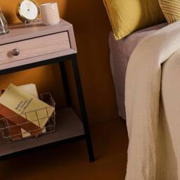 Signature Oak & Metal Bedside Table - GILLES in Light Brown - thumbnail 3