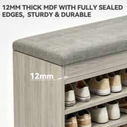 EONLION Shoe Bench Shoe Storage Rack Cabinet Organiser in Grey - Size: 100 cm - thumbnail 5