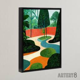 "Artery8 Mid Century Style Abstract Garden Framed Canvas Wall Art Print - Size: W12"" x H16""" - thumbnail 2