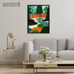 "Artery8 Mid Century Style Abstract Garden Framed Canvas Wall Art Print - Size: W12"" x H16""" - thumbnail 3