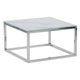 Wyld and Coco Nest of 2 White Marble-Top Coffee Tables Silver Frame - thumbnail 7