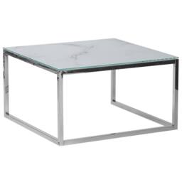 Wyld and Coco Nest of 2 White Marble-Top Coffee Tables Silver Frame - thumbnail 5