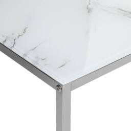 Wyld and Coco Nest of 2 White Marble-Top Coffee Tables Silver Frame - thumbnail 9