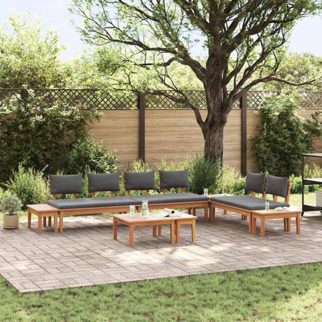 Berkfield Home 5 Piece Garden Bench Set with Cushions - Solid Teak Wood in Brown - image 1