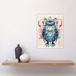 Artery8 Wall Art Print Bird Robot Hybrid Schematic Blue Futuristic Secret Spy Cam Complex Arcane Manuscript Gift For Him Man Cave Poster - thumbnail 4
