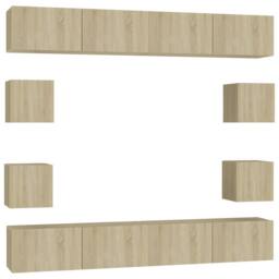 Berkfield Home 8 Piece TV Cabinet Set Sonoma Oak Engineered Wood in Brown - thumbnail 2