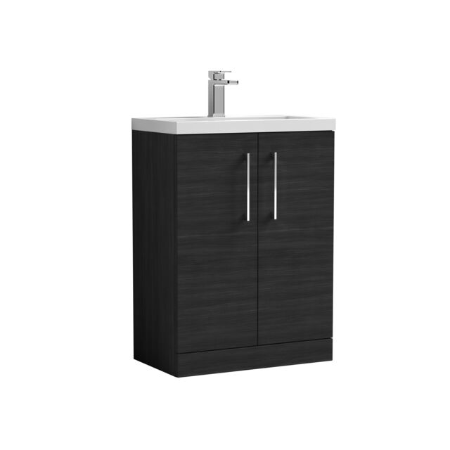 Balterley Bathroom Vanity Basin Unit, Chrome Handles, 600mm, Wood Black - image 1
