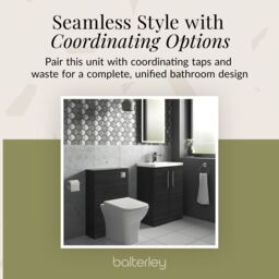 Balterley Bathroom Vanity Basin Unit, Chrome Handles, 600mm, Wood Black - thumbnail 7