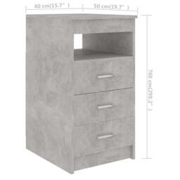 Berkfield Home Drawer Cabinet Concrete Grey 40x50x76 cm Engineered Wood - Size: 40 x 50 x 76 cm - thumbnail 6