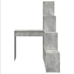 Berkfield Home Corner Desk with Shelf with Storage Concrete grey 101.5 x 149.5 x 149.5 cm - thumbnail 4