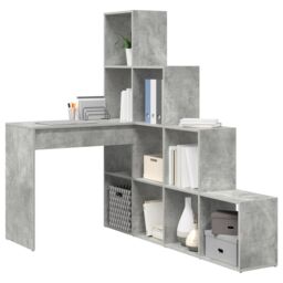 Berkfield Home Corner Desk with Shelf with Storage Concrete grey 101.5 x 149.5 x 149.5 cm - thumbnail 3