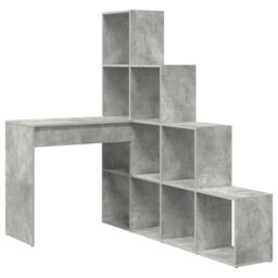Berkfield Home Corner Desk with Shelf with Storage Concrete grey 101.5 x 149.5 x 149.5 cm - thumbnail 2