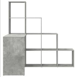 Berkfield Home Corner Desk with Shelf with Storage Concrete grey 101.5 x 149.5 x 149.5 cm - thumbnail 5