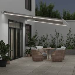Berkfield Home Manual Retractable Awning with LED Anthracite&White 500x350 cm in Black - thumbnail 3