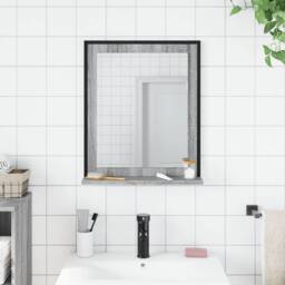 Berkfield Home Sturdy Bathroom Mirror with Shelf Grey Sonoma 50x12x60 cm Enginee - Size: 50 x 12 x 60 cm - thumbnail 1