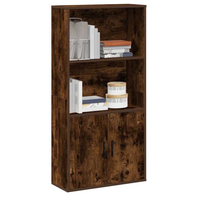 Berkfield Home Bookcase Smoked Oak 60x24x120 cm Engineered Wood in Brown - Size: 60 x 24 x 120 cm - image 1