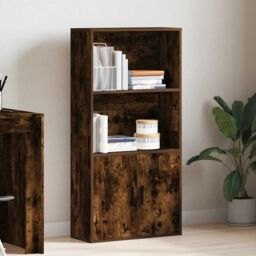 Berkfield Home Bookcase Smoked Oak 60x24x120 cm Engineered Wood in Brown - Size: 60 x 24 x 120 cm - thumbnail 3