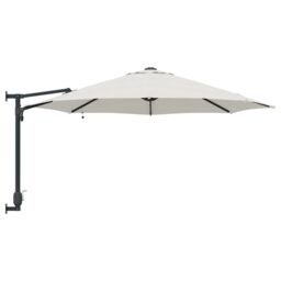 Berkfield Home Wall-mounted Garden Parasol with LEDs Sand 248 cm in Beige - thumbnail 4
