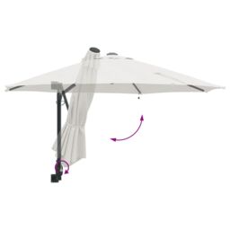 Berkfield Home Wall-mounted Garden Parasol with LEDs Sand 248 cm in Beige - thumbnail 7