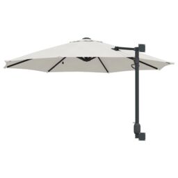 Berkfield Home Wall-mounted Garden Parasol with LEDs Sand 248 cm in Beige - thumbnail 5