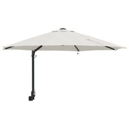 Berkfield Home Wall-mounted Garden Parasol with LEDs Sand 248 cm in Beige - thumbnail 2