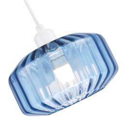 Happy Homewares Contemporary Ribbed Glass Non Electric Pendant Lamp Shade with Flat Style in Midnight - thumbnail 4