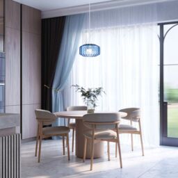 Happy Homewares Contemporary Ribbed Glass Non Electric Pendant Lamp Shade with Flat Style in Midnight - thumbnail 7