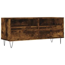 Berkfield Home TV Cabinet Smoked Oak 100x34.5x44.5 cm Engineered Wood in Brown - thumbnail 2